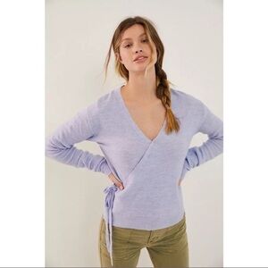 Anthropologie Heartloom Lilac Malena V-Neck Wrap Tie Sweater in XS.